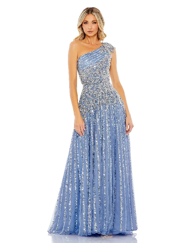 Glittering Evening Gown Mac Duggal 5679 Long Sequin A Line Formal Prom Dress