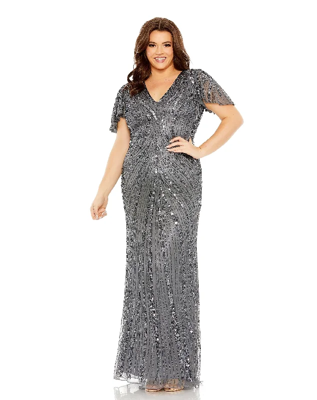 Regal Ball Gown Mac Duggal 5945 Plus Size Sequins Long Formal Evening Dress