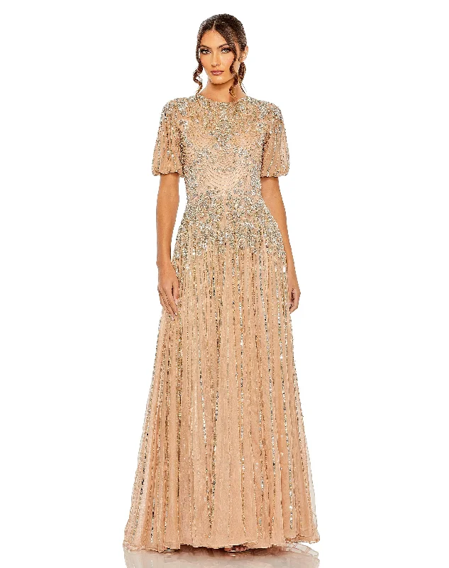 Luxury Satin Gown Mac Duggal 5991 Glitter Long A Line Formal Gown