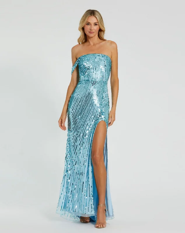 Off-White Gown Mac Duggal 6072 Prom Sequin Formal Long Dress