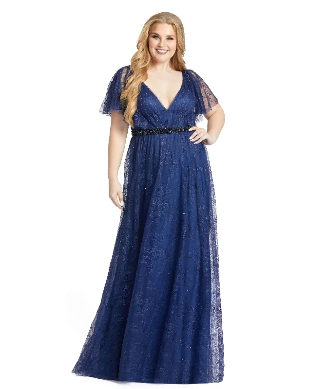 Sophisticated Party Dress Mac Duggal 67435 Plus Size Long Formal A Line Evening Gown