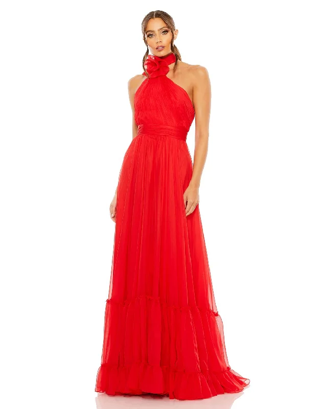 Embellished Maxi Dress Mac Duggal 68209 Tiered Skirt Formal Prom Long Dress