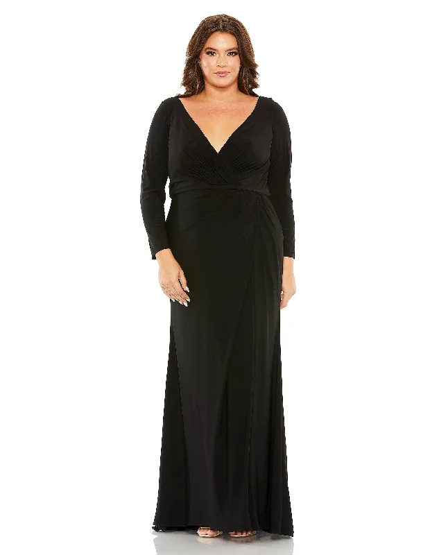 Stylish Taffeta Dress Mac Duggal 68442 Black 16W Sale