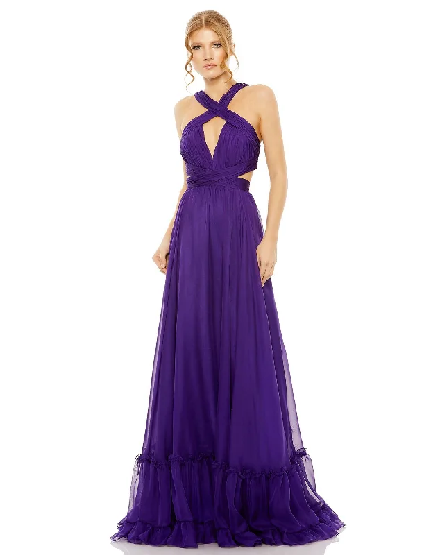 Metallic Formal Dress Mac Duggal 68474 Prom Tiered Long Formal Dress