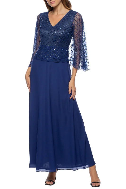Red Carpet Dress Marina 267902 Long Beaded Mother of the Bride Formal Capelet Dress