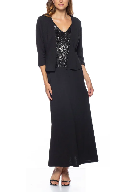 Fancy Embellished Dress Marina 267988 Sequin Long Mother of the Bride Formal Jacket Dress