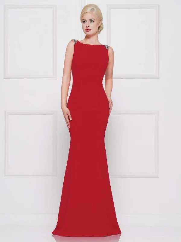 Cinderella Style Dress Marsoni by Colors - M140 Jeweled Bateau Trumpet Dress
