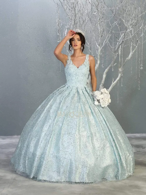 Glam Ball Gown May Queen - LK149 Glitter Floral Appliqued Ballgown