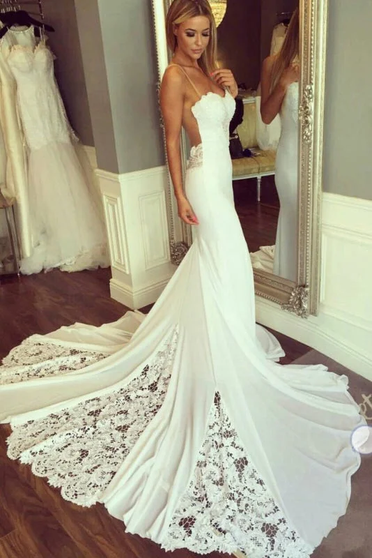 Artistic Embroidered Dress Mermaid Sexy Sheer Neck with Lace Unique Ivory Wedding Dress Artistic Embroidered Dress Mermaid Sexy Sheer Neck with Lace Unique Ivory Wedding Dress