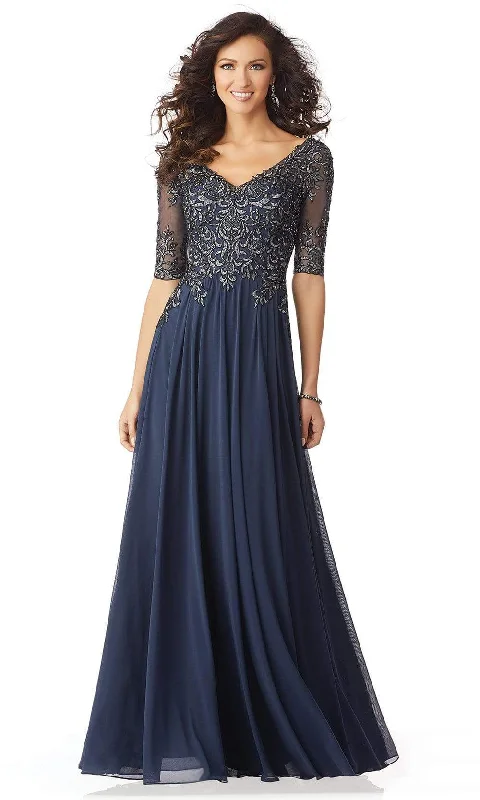 Winter Ball Gown MGNY By Mori Lee - 71805 Embroidered V-neck A-line Gown