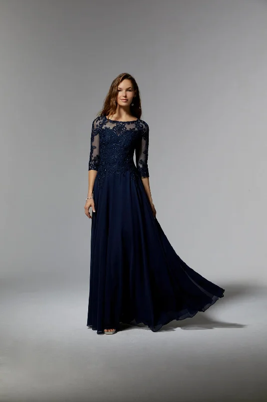 Rhinestone Embellished Dress MGNY Madeline Gardner New York 71622 Navy 22 Sale
