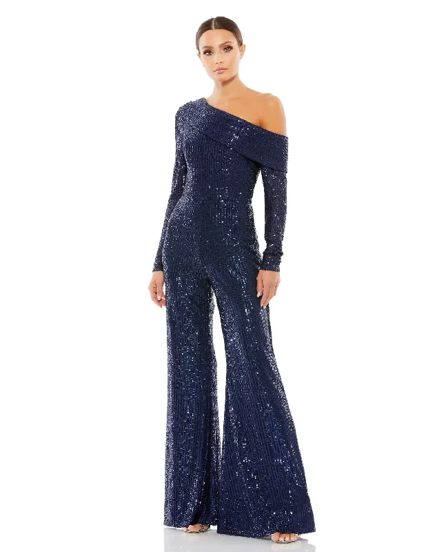 Empire Waist Gown Midnight 2 Mac Duggal 26596 Formal One Shoulder Jumpsuit Sale