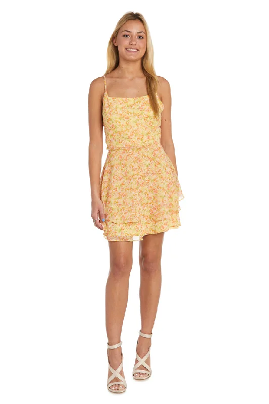 Modern Ball Gown Morgan & Co 13185 Short Printed Cocktail Dress
