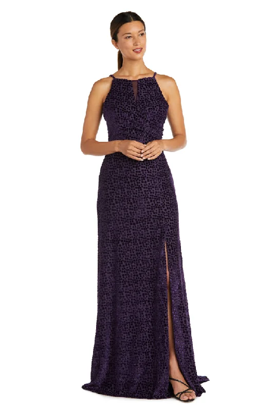 Ruched Velvet Dress Nightway 22099 Long Evening Formal Halter Dress