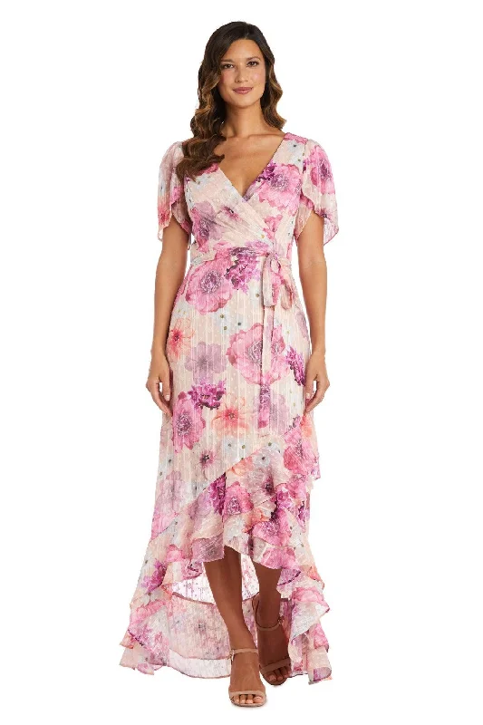 Lace Sleeves Dress Nightway High 22138P Pink 6P Sale