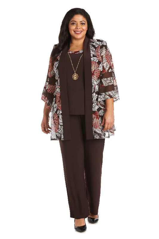 Chic Formal Gown R&M Richards 7496W Plus Size Two Piece Print Pant Suit Sale