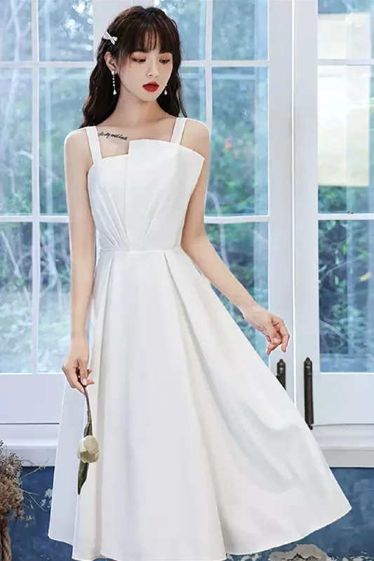 Wedding Reception Gown Princess A Line Spaghetti Straps Short White Prom Homecoming Dresses, White Formal Graduation Evening Dresses WT1005 Wedding Reception Gown Princess A Line Spaghetti Straps Short White Prom Homecoming Dresses, White Formal Graduation Evening Dresses WT1005