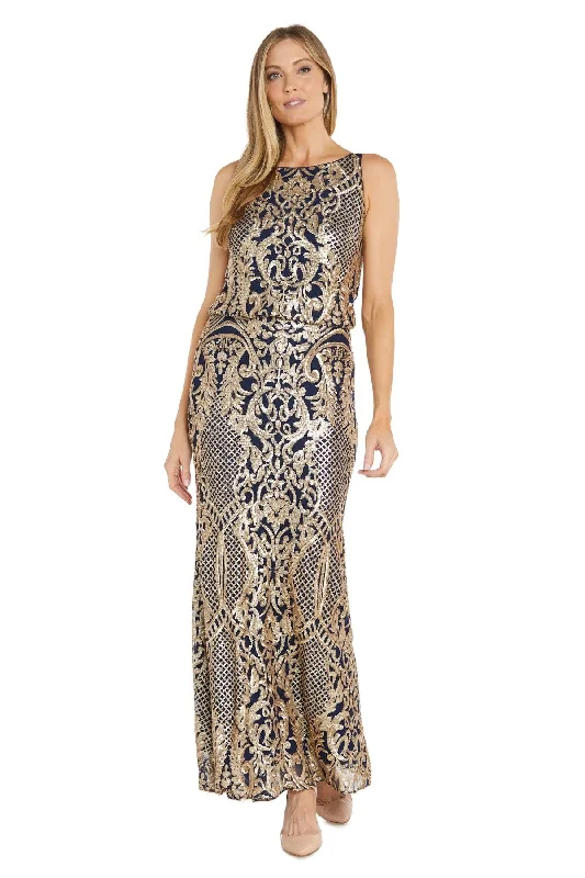 Wedding Reception Gown R&M Richards 1136 Long Sequin Formal Blouson Evening Dress