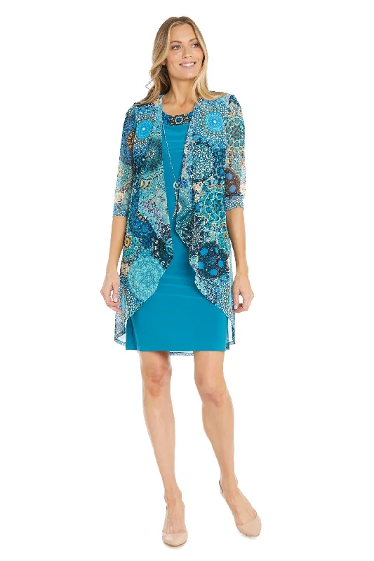 Rich Velvet Dress R&M Richards 1307 Short Mother of the Bride Printed Jacket Dress