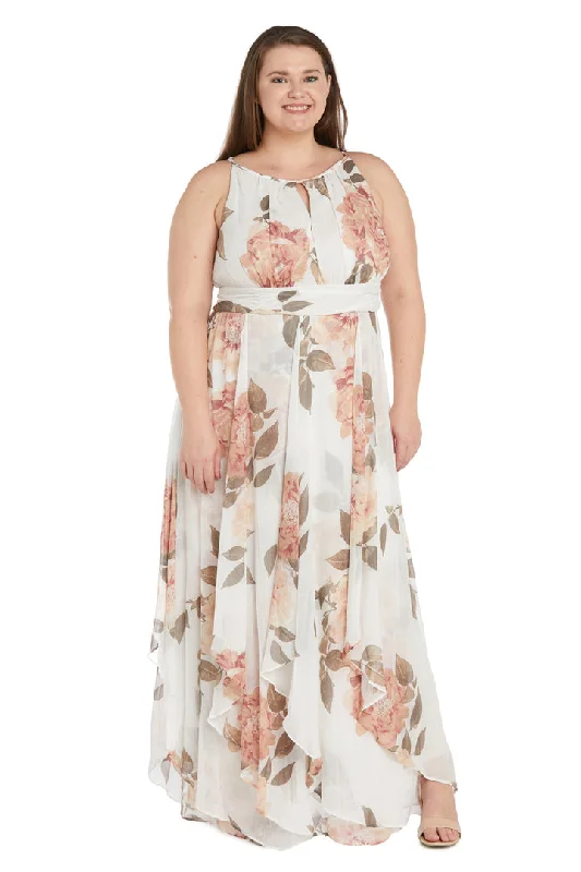 Sophisticated Party Dress R&M Richards 7908W Long Floral Print Plus Size Dress