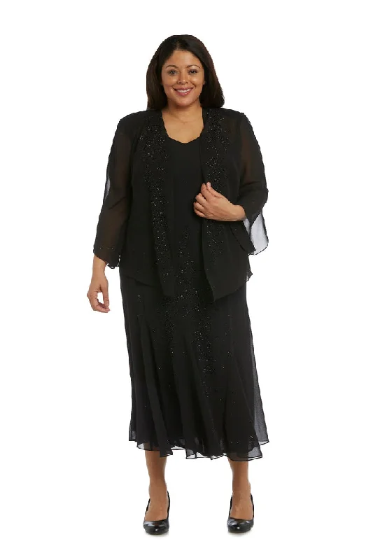 Unique Cocktail Dress R&M Richards 858260 Plus Size Beaded Jacket Midi Dresses
