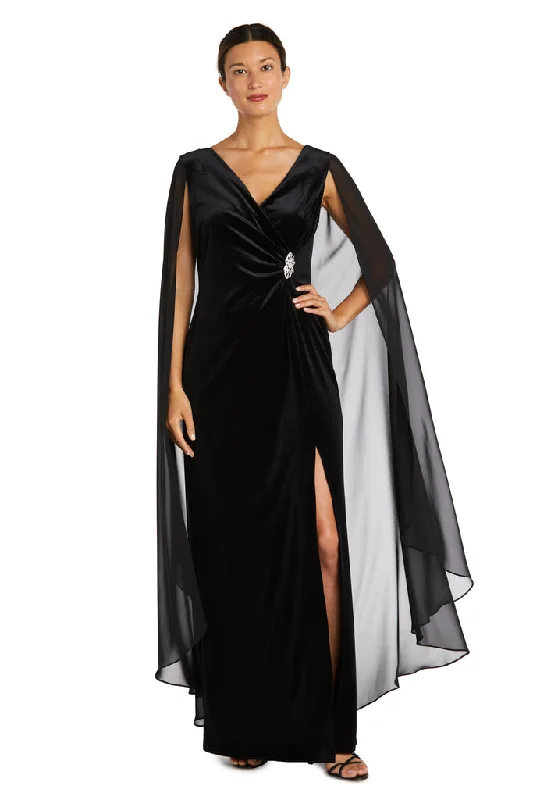 Floral Beaded Gown R&M Richards 9073 Long Mother of the Bride Cape Wrap Dress