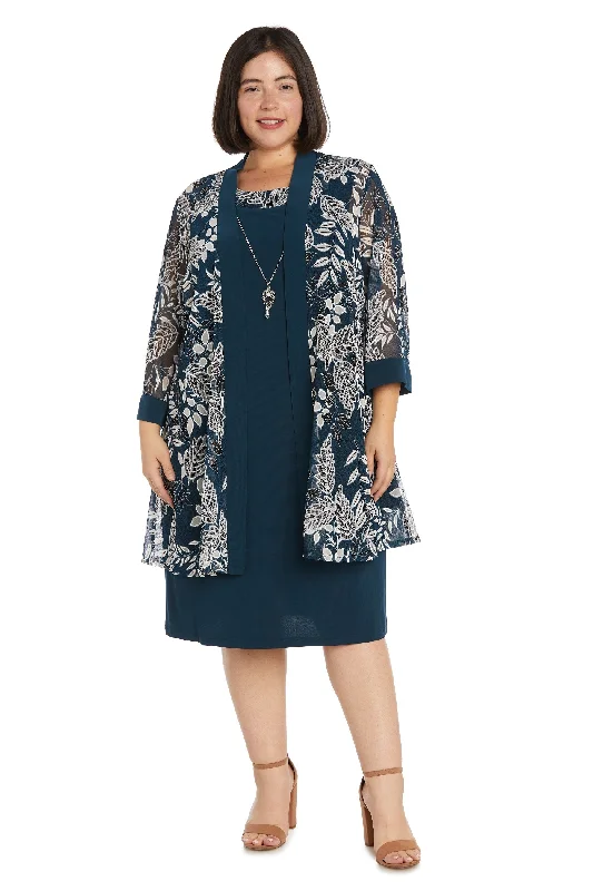 Luxury Satin Gown R&M Richards 9706W Short Cocktail Metallic Plus Size Dress
