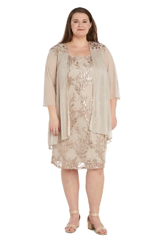 Lace Overlay Dress R&M Richards 2739W Plus Size Two Piece Short Jacket Dress