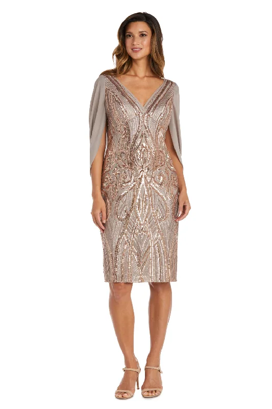 Garden Party Gown R&M Richards 9422 Sequin Cocktail Cape Short Dress