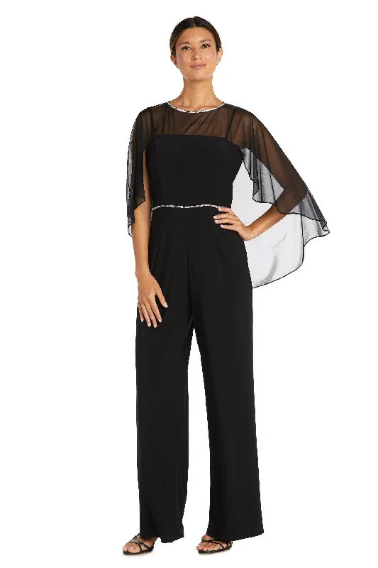 Luxury Satin Gown R&M Richards 2504P Formal Capelet Jumpsuit