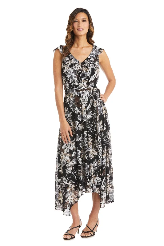 Classic Couture Dress R&M Richards 7664P High Low Ruffle Petite Dress