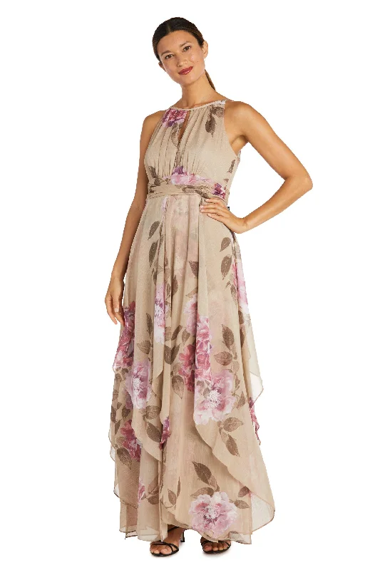 Fancy Beaded Gown R&M Richards 7908 Long Floral Print Dress