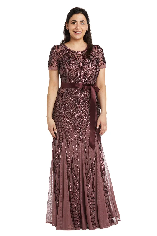 Statement Prom Dress R&M Richards 7285P Long Formal Sequins Petite Dress