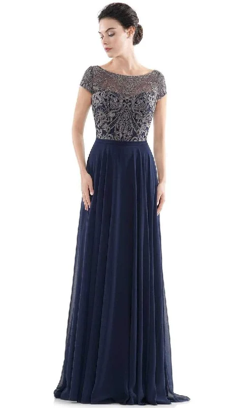 Statement Chiffon Dress Rina Di Montella - Sheer Neck Embroidered Bodice Chiffon Gown RD2719 Statement Chiffon Dress Rina Di Montella - Sheer Neck Embroidered Bodice Chiffon Gown RD2719