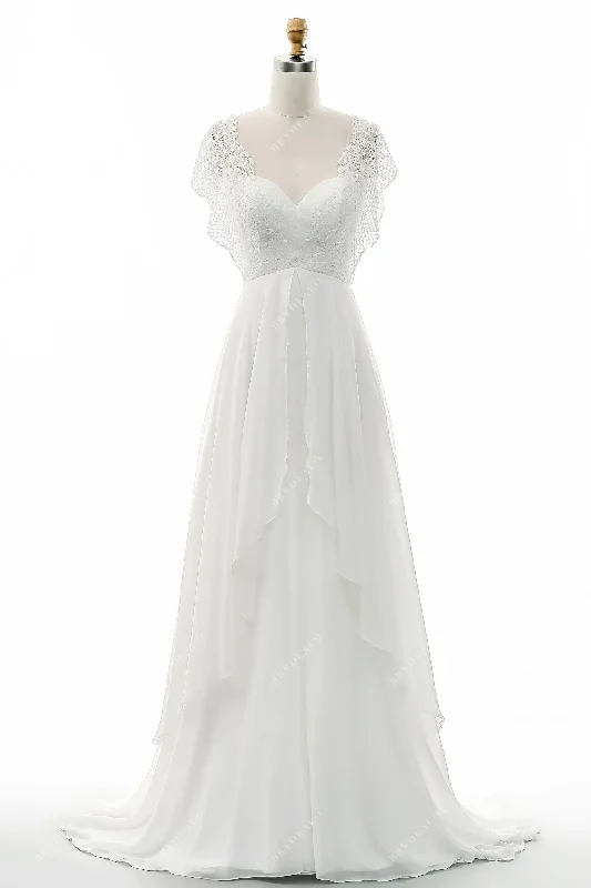 Elegant Tulle Gown Grecian Lace A-line Wedding Dress