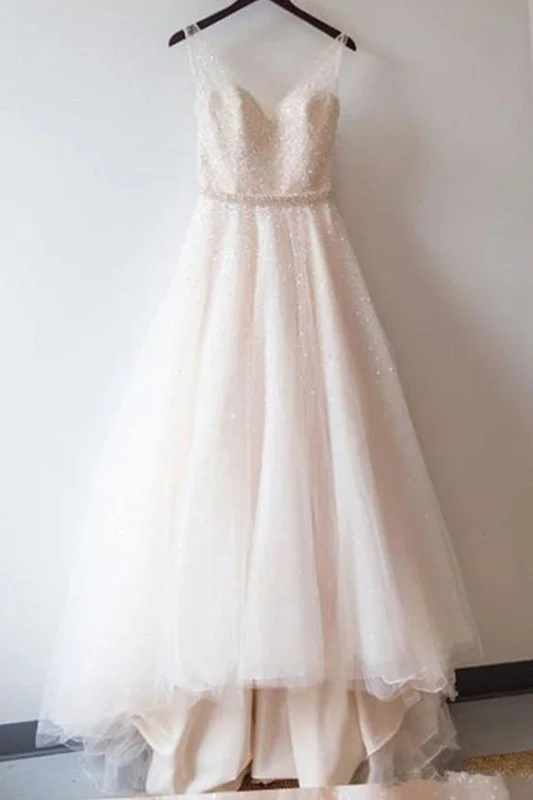 Floral Embroidery Dress Sequined Dresses Shining V-neck Prom Gowns with Beaded Waist Beach Wedding Dress Floral Embroidery Dress Sequined Dresses Shining V-neck Prom Gowns with Beaded Waist Beach Wedding Dress