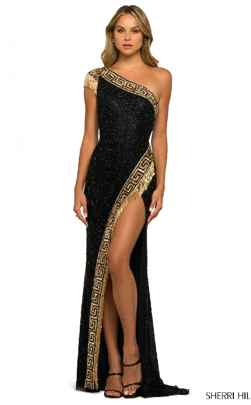 Draped Satin Gown Sherri Hill 55410 Dress