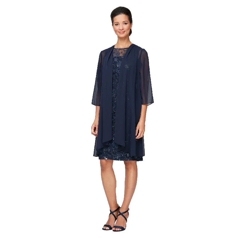 Modern Tulle Dress Alex Evenings AE81171013 Short Cocktail Jacket Dress