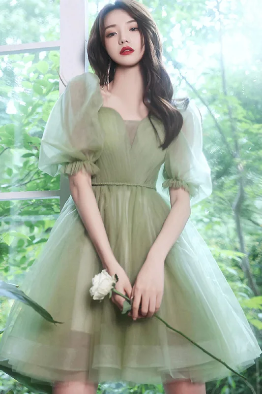 Lace Overlay Dress Short Green Tulle Prom Dresses, Green Tulle Short Graduation Homecoming Dresses Lace Overlay Dress Short Green Tulle Prom Dresses, Green Tulle Short Graduation Homecoming Dresses