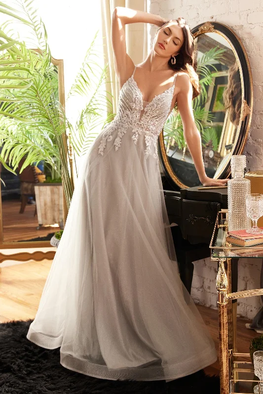 Charcoal Gray Gown Silver 8 Cinderella Divine CD874 Strapless Prom Dress Sale