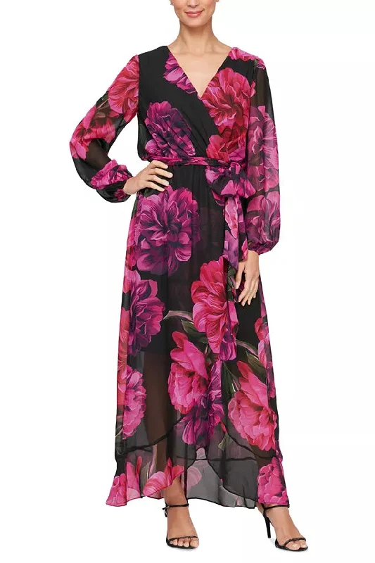 Perfect Fit Dress SL Fashions 9171954 Long Sleeve Floral Mother of the Bride Dress
