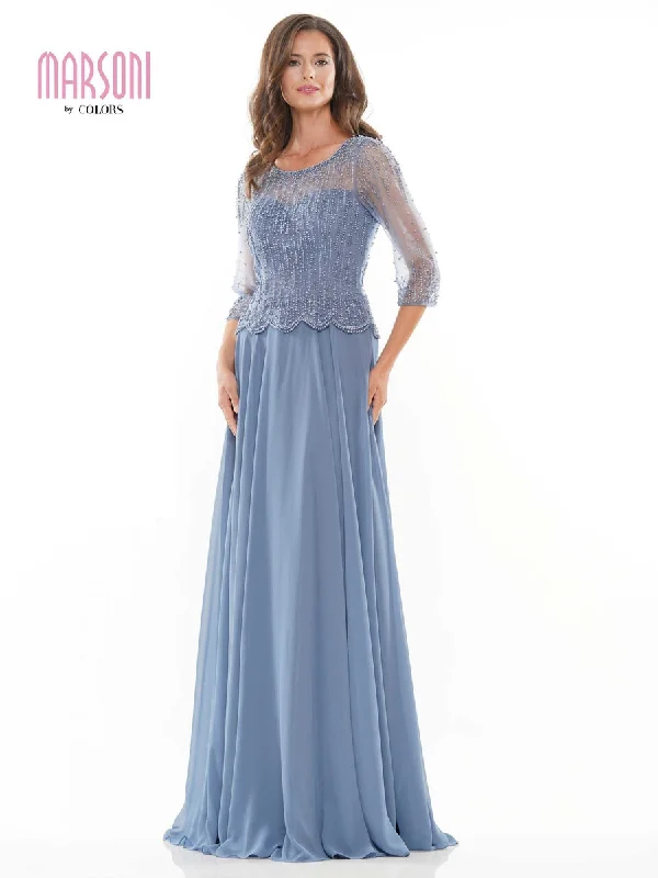 Subtle Shine Dress Slate Blue 28 Marsoni Long Formal Mother of the Bride Dress 312 Sale