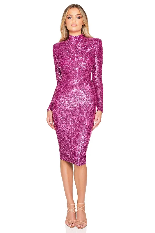 Draped Formal Dress Sloane LS Midi