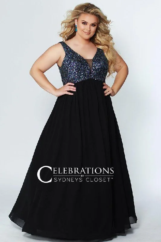 Applique Gown Sydneys Closet CE1813 Black/Multi 20 Sale