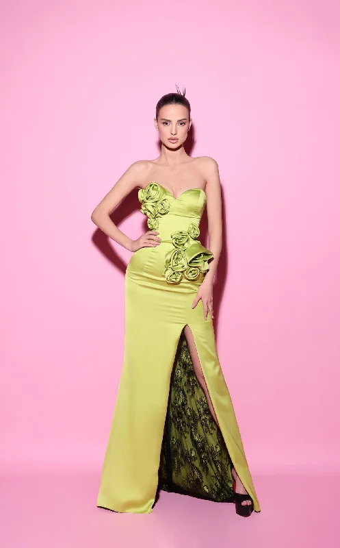 Charcoal Gray Gown Tarik Ediz 54041 Dress