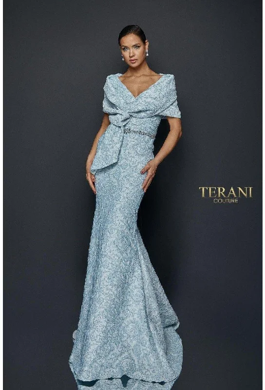 Halter Gown Terani Couture 1921M0726 Powder Blue 12 Sale