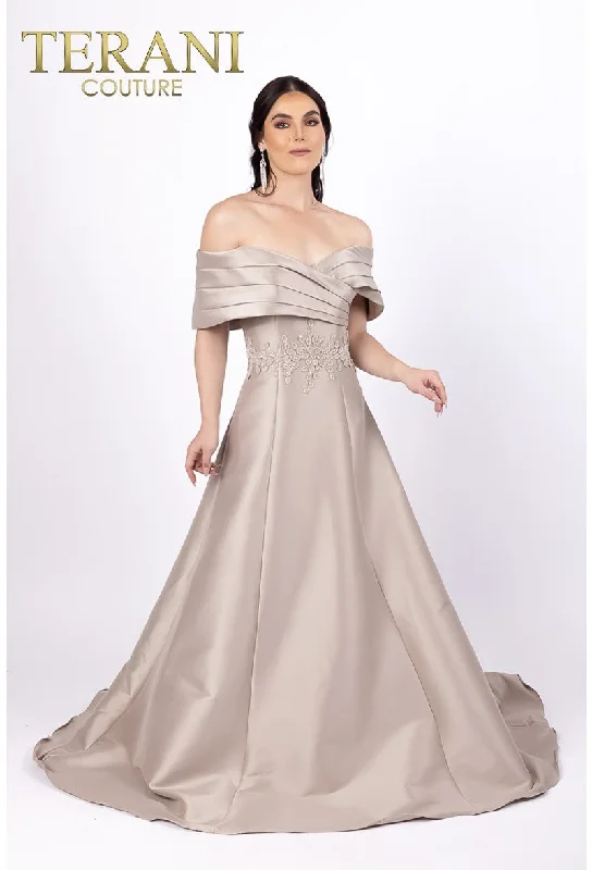 Gorgeous Party Dress Terani Couture 232M1511 Taupe 12 Sale
