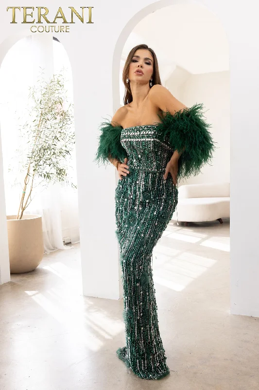 Draped Satin Gown Terani Couture 241GL2603