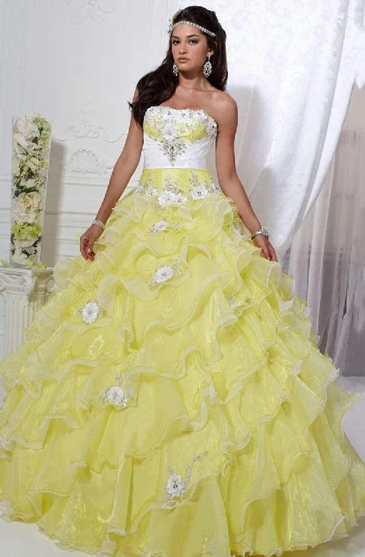 Modest Chiffon Dress Tiffany Designs - 56226 Strapless Floral Appliqued Ballgown
