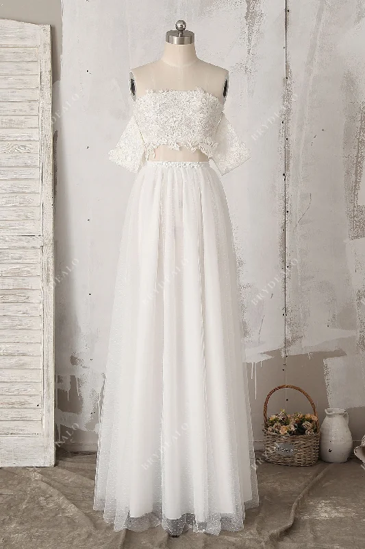Showstopper Dress Two-piece Lace Tulle A-line Beach Wedding Dress